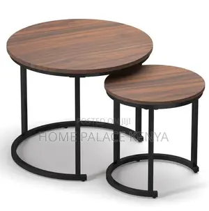 Round Table: 2 Tier Wooden Nesting Coffee Table Set