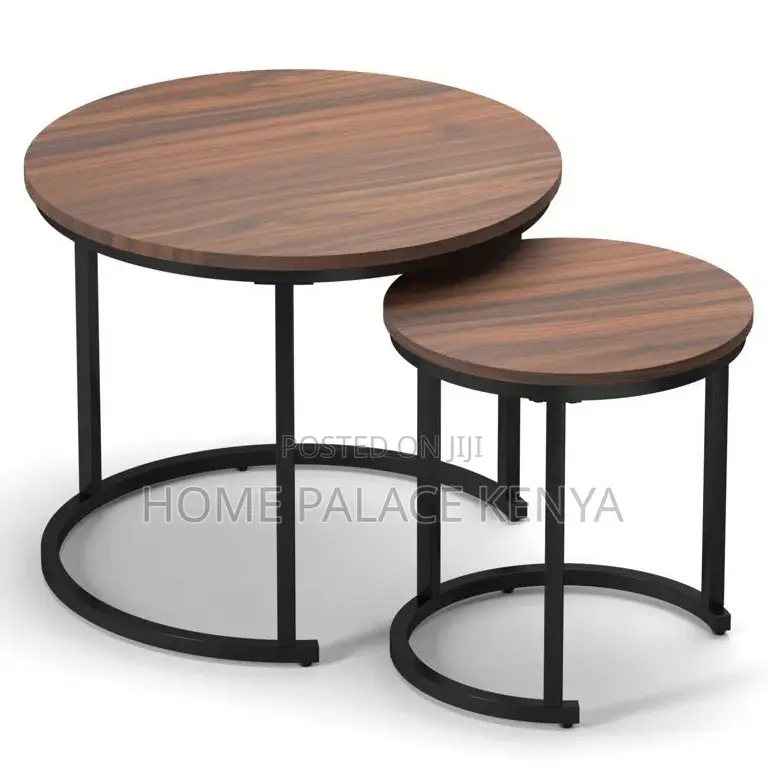 Round Table: 2 Tier Wooden Nesting Coffee Table Set