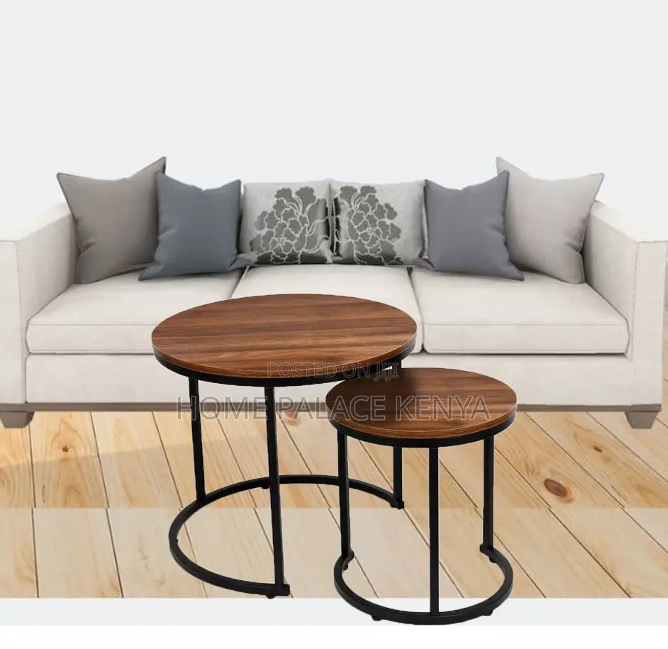 Round Table: 2 Tier Wooden Nesting Coffee Table Set