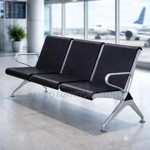 Office Bench; Three Seaters Leather Reception Airport Waiting Bench