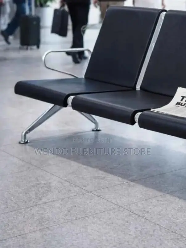 Office Bench; Three Seaters Leather Reception Airport Waiting Bench