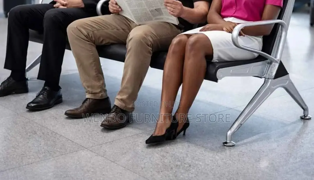 Office Bench; Three Seaters Leather Reception Airport Waiting Bench