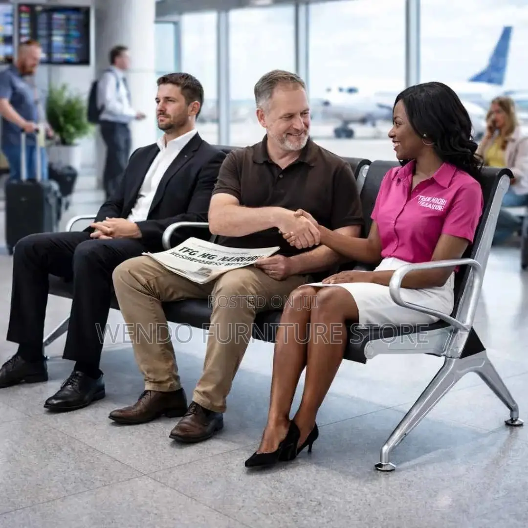 Office Bench; Three Seaters Leather Reception Airport Waiting Bench