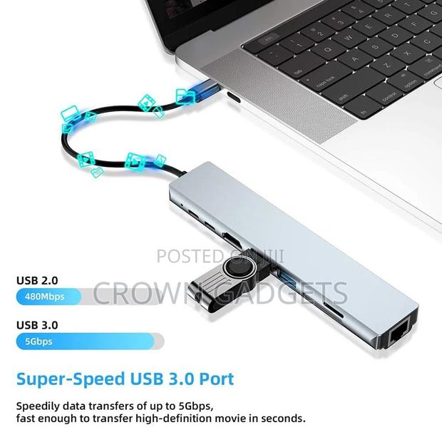 8 in 1 Type-C Hub With Hdmi Rj45 Usb Docking Station - thumbnail 2