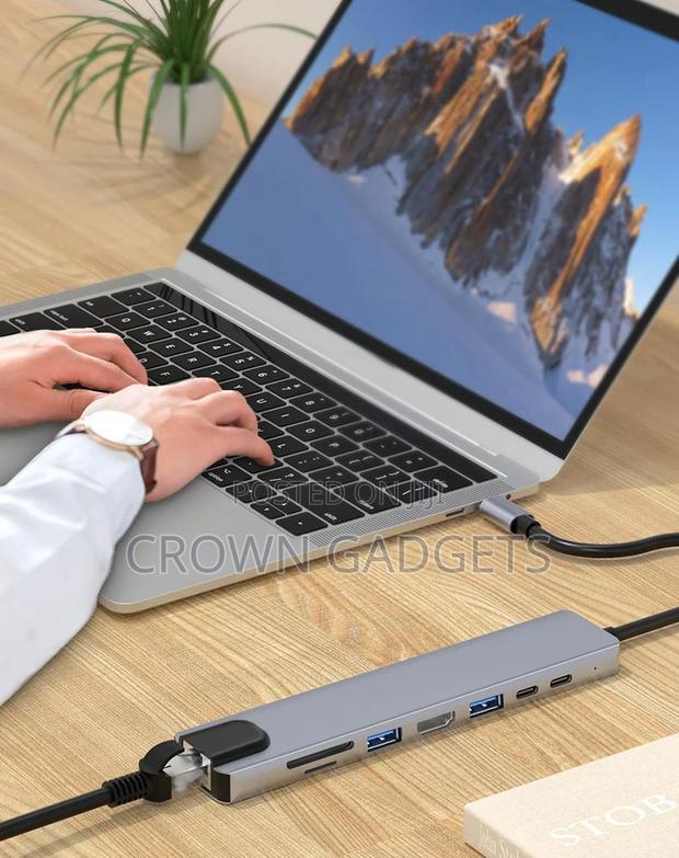 8 in 1 Type-C Hub With Hdmi Rj45 Usb Docking Station - thumbnail 3