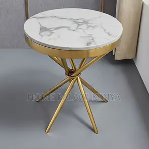 Marble Table: Elegant Marble and Metal Round End Table