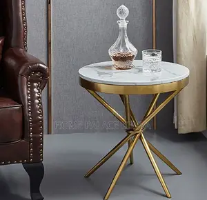 Marble Table: Elegant Marble and Metal Round End Table