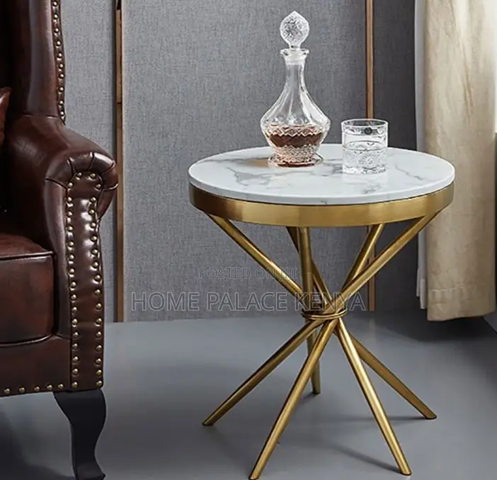 Marble Table: Elegant Marble and Metal Round End Table