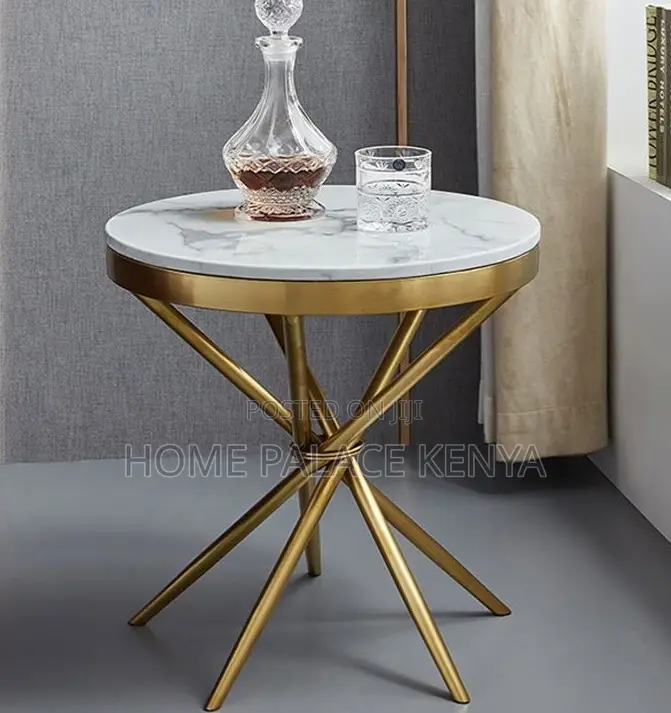 Marble Table: Elegant Marble and Metal Round End Table