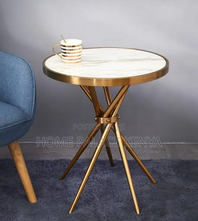 Marble Table: Elegant Marble and Metal Round End Table