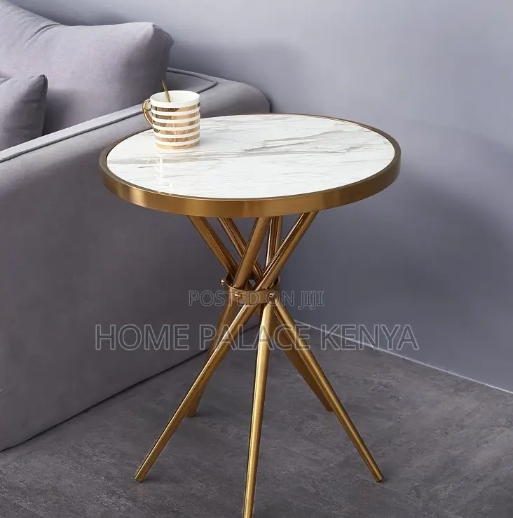 Marble Table: Elegant Marble and Metal Round End Table