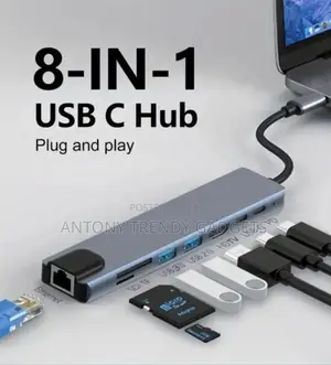 8-in-1 Usb-C Adapter Hub Hdmi Lan Usb Expansion