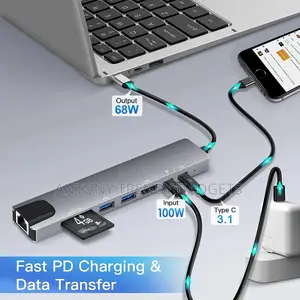 8-in-1 Usb-C Adapter Hub Hdmi Lan Usb Expansion