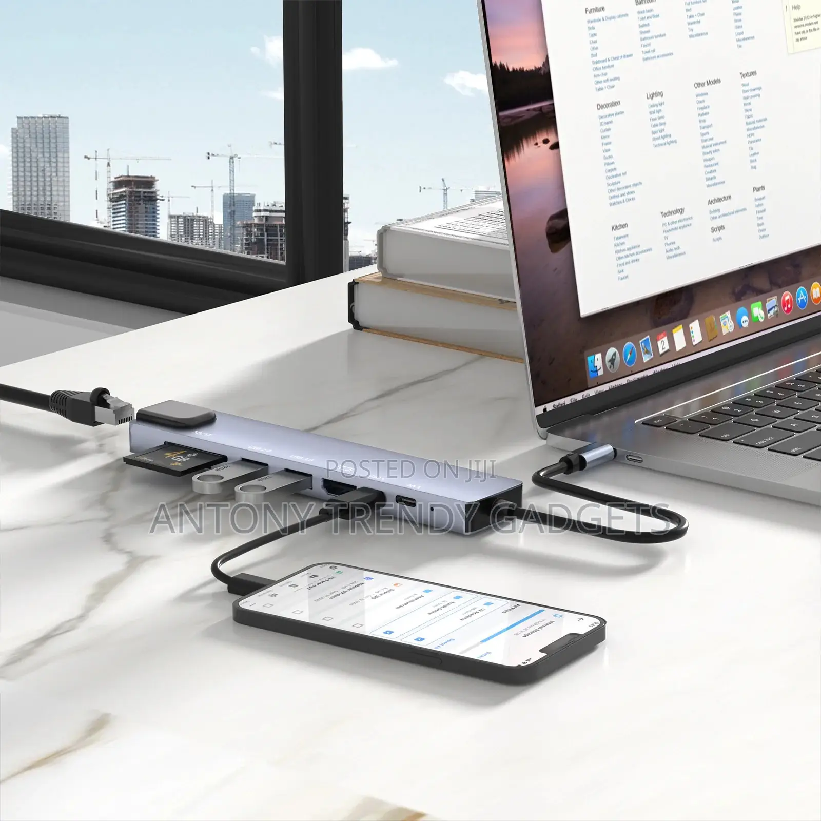 Portable Usb-C Hub With Ethernet Hdmi Usb 3.0 Ports
