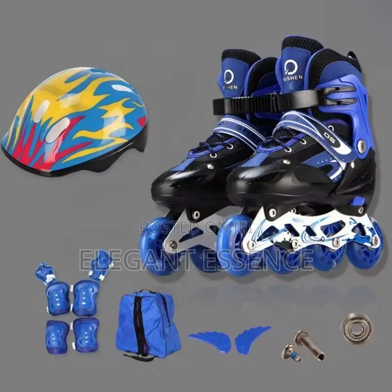 Adjustable Inline Skates for Kid 4 Large Pu Wheels Full Set