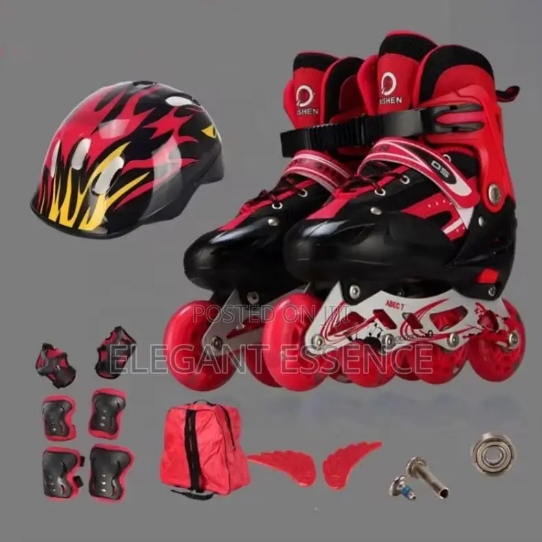 Adjustable Inline Skates for Kid 4 Large Pu Wheels Full Set