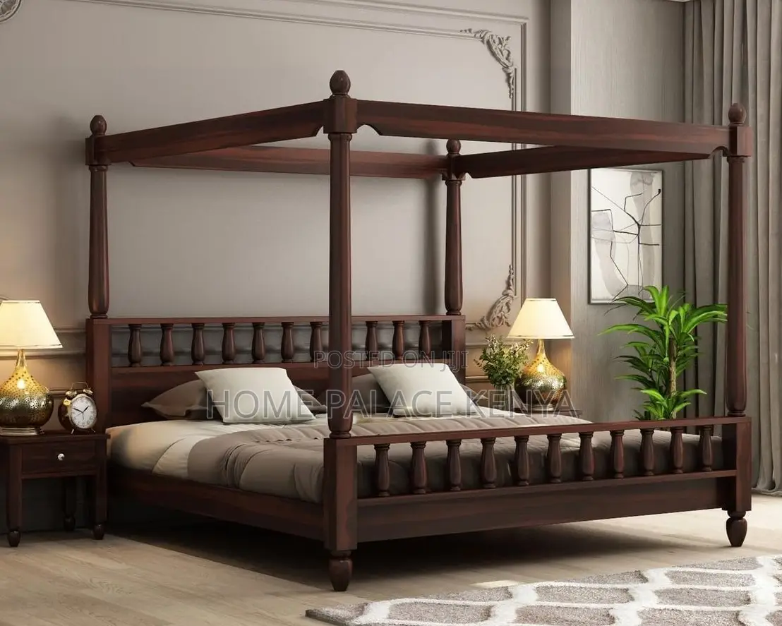 Poster Bed; Solid Wood King Size Poster Bed Frame