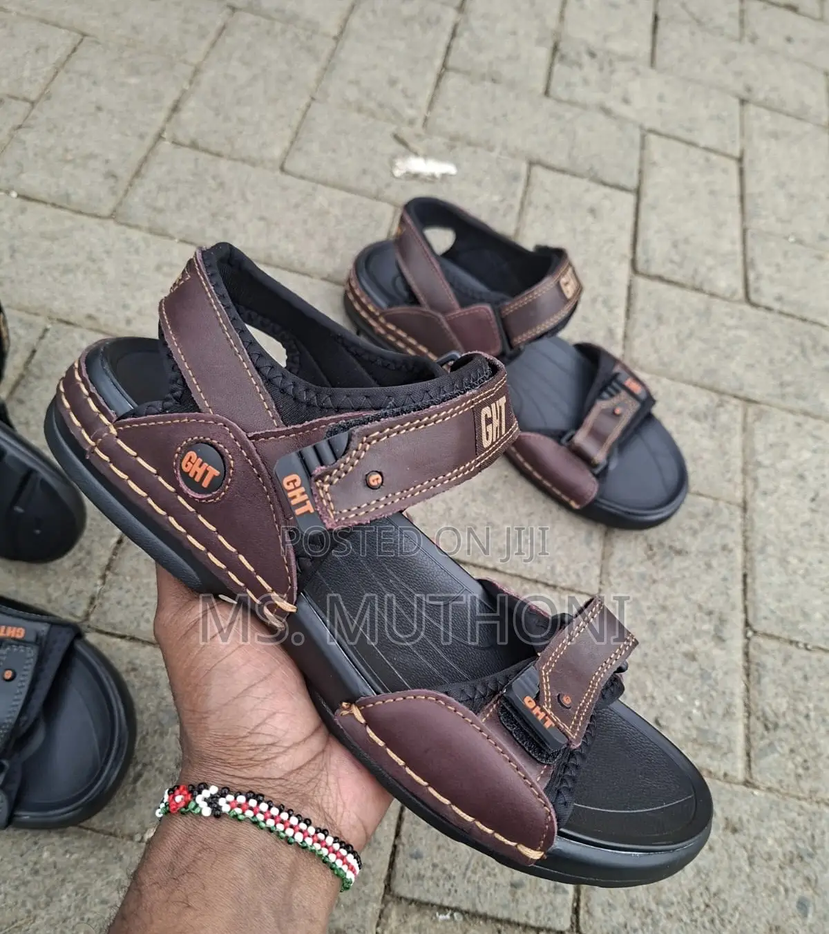 Soft Leather Casual Sandals With Hook-and-Loop Closures