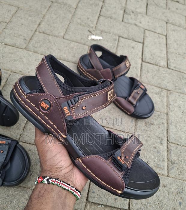 Soft Leather Casual Sandals With Hook-and-Loop Closures - thumbnail 2