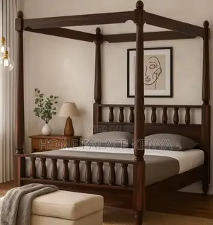 Poster Bed; Solid Wood King Size Poster Bed Frame