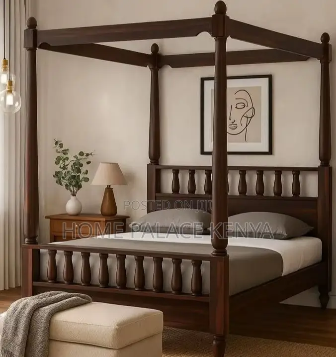 Poster Bed; Solid Wood King Size Poster Bed Frame