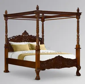 Poster Bed; Solid Wood King Size Poster Bed Frame