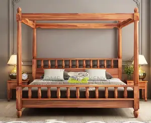 Poster Bed; Solid Wood King Size Poster Bed Frame