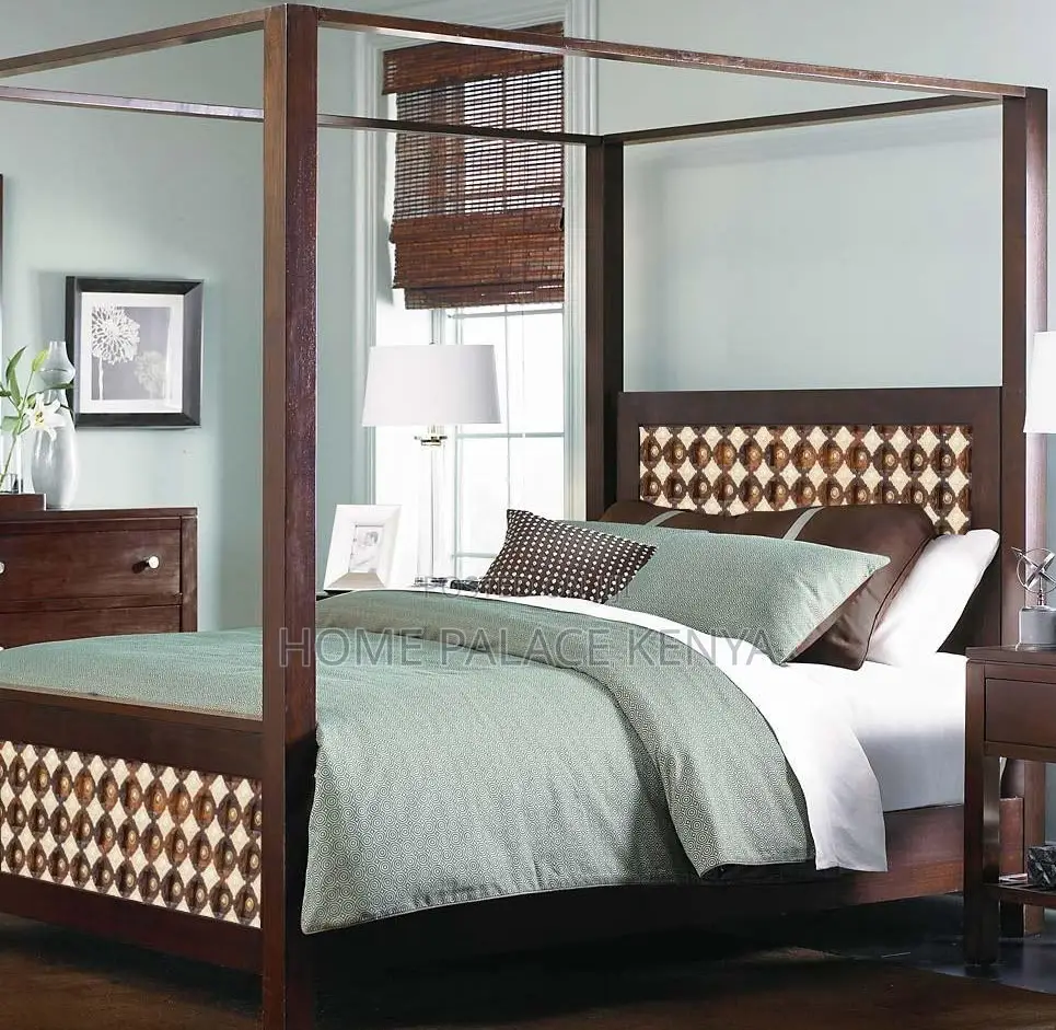 Poster Bed; Solid Wood King Size Poster Bed Frame