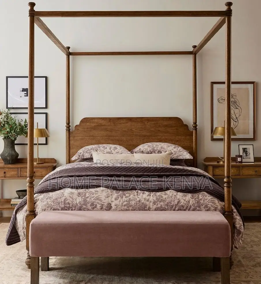 Poster Bed; Solid Wood King Size Poster Bed Frame
