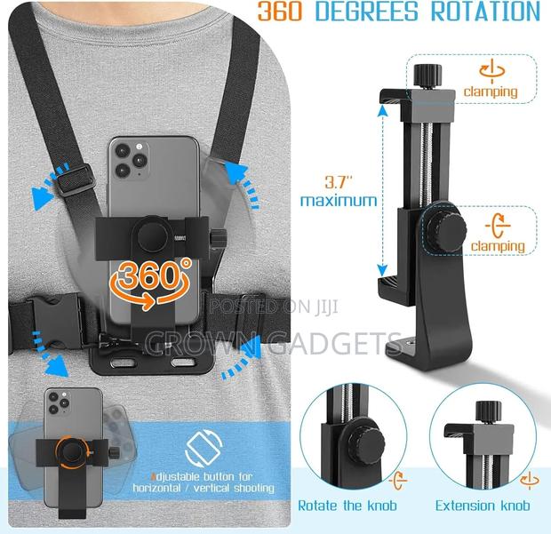 Adjustable Phone Chest Mount for Cycling Hiking Vlogs - thumbnail 3