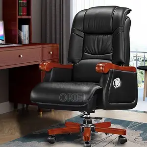 Office Chair : Black High-Back Leather Executive Office Chair