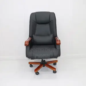 Office Chair : Black High-Back Leather Executive Office Chair