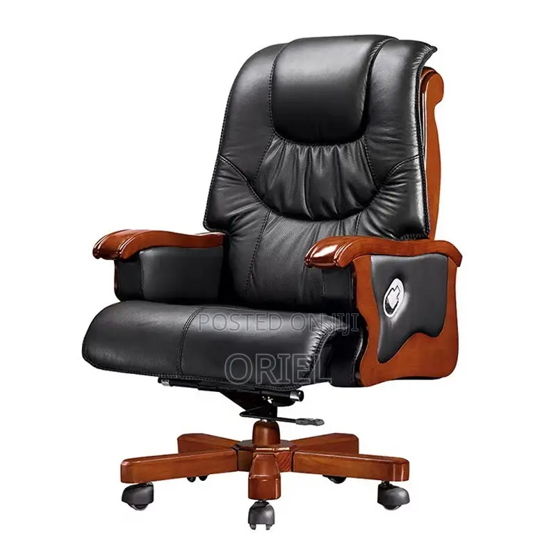 Office Chair : Black High-Back Leather Executive Office Chair