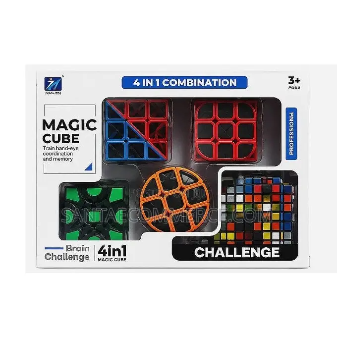 4-in-1 Combination Magic Rubik Cube Set Puzzle
