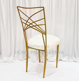 Banquet Chair: Gold Metal Cross Back Chiavari Wedding Chair