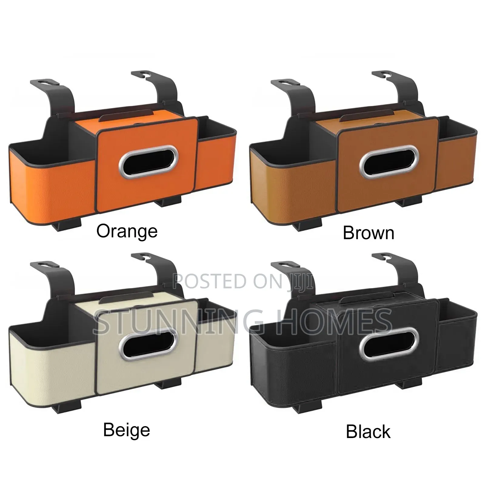 Car Back Seat Organizer With Cup Slots and Tissues Box