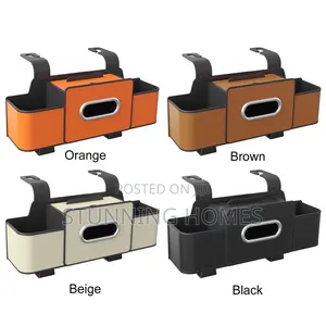 Car Back Seat Organizer With Cup Slots and Tissues Box