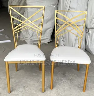Banquet Chair: Gold Metal Cross Back Chiavari Wedding Chair