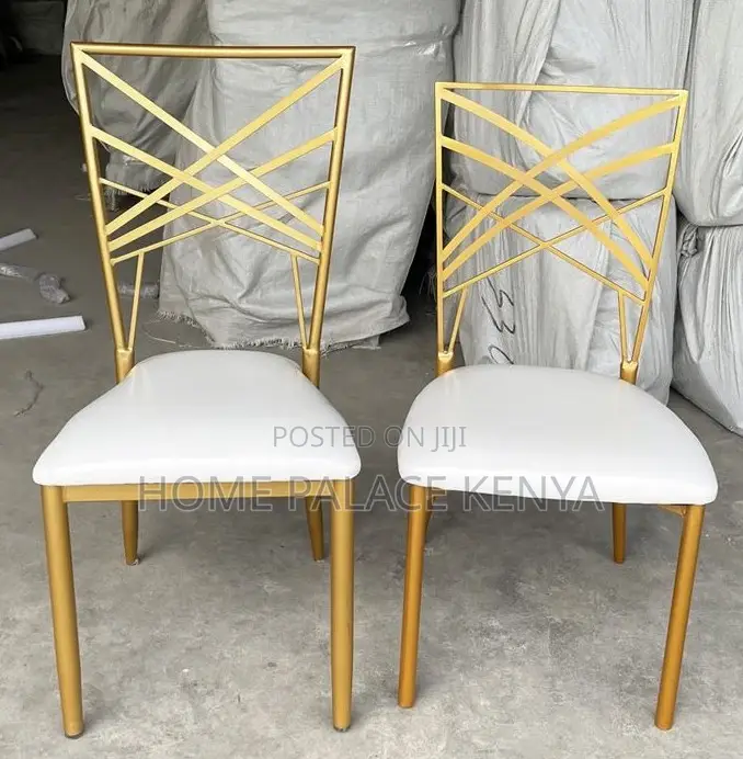 Banquet Chair: Gold Metal Cross Back Chiavari Wedding Chair