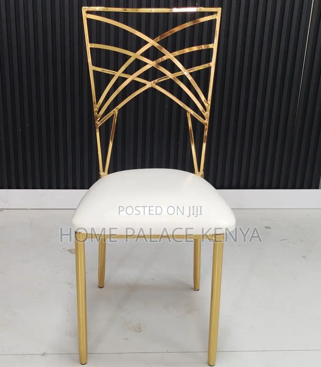 Banquet Chair: Gold Metal Cross Back Chiavari Wedding Chair