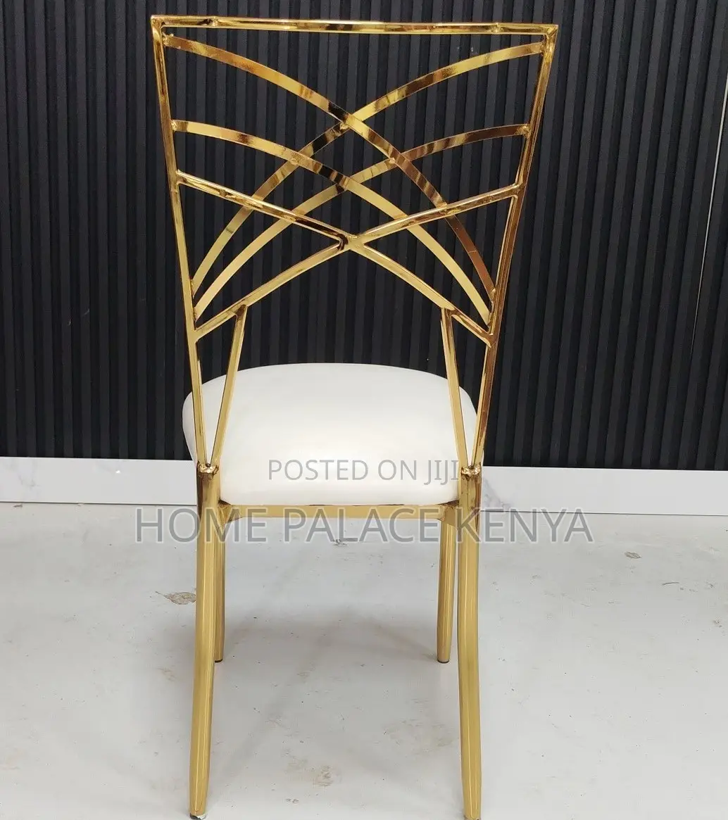 Banquet Chair: Gold Metal Cross Back Chiavari Wedding Chair