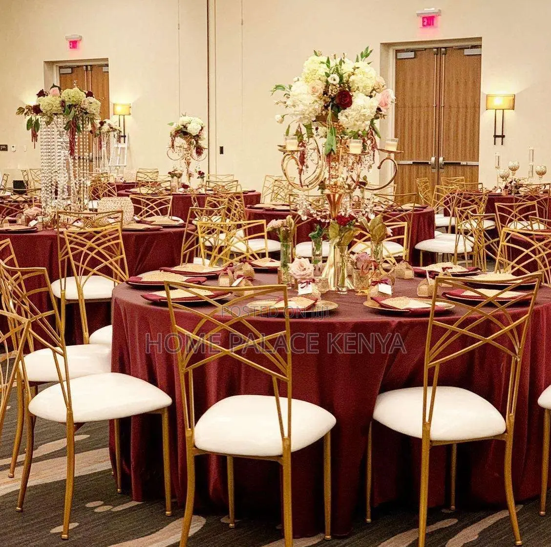 Banquet Chair: Gold Metal Cross Back Chiavari Wedding Chair