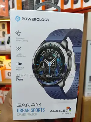 This Is a Powerology Sanam Urban Sports Smart Watch in Blue.