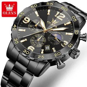All Black Olevs Chronograph Gents Watch