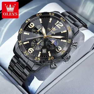 All Black Olevs Chronograph Gents Watch
