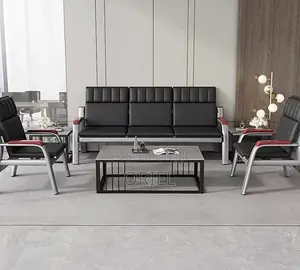 Office Sofa : Black 5-Seater Office Reception 5-Seater Sofa