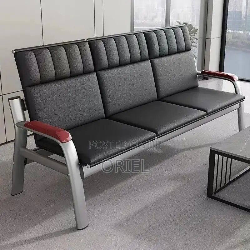 Office Sofa : Black 5-Seater Office Reception 5-Seater Sofa