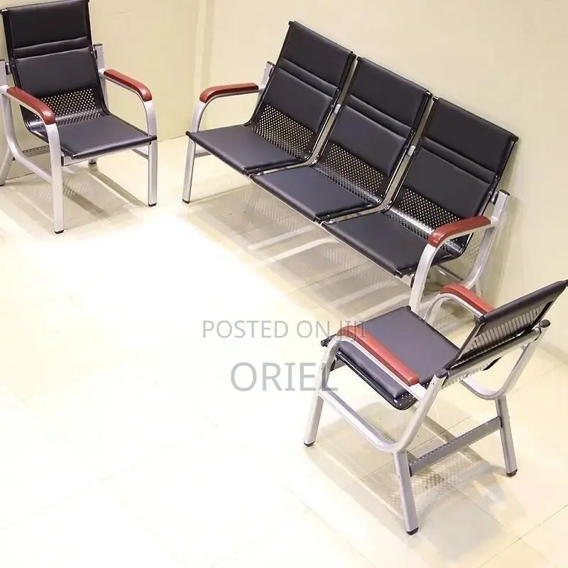 Office Sofa : Black 5-Seater Office Reception 5-Seater Sofa