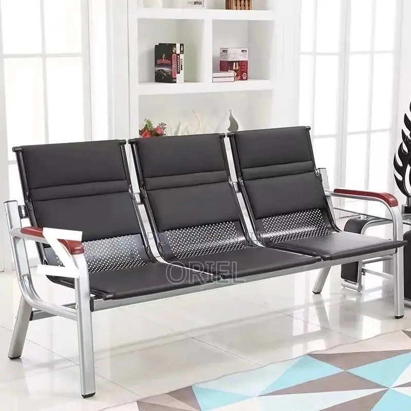 Office Sofa : Black 5-Seater Office Reception 5-Seater Sofa