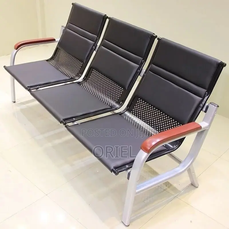 Office Sofa : Black 5-Seater Office Reception 5-Seater Sofa